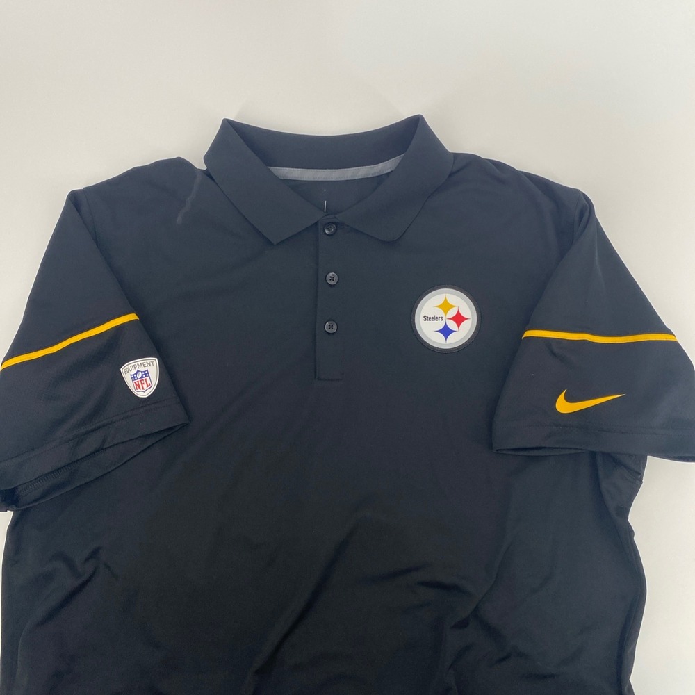 Pittsburgh Steelers Polo Shirt Mens Extra Large Black Nike NFL Training Dri FIT